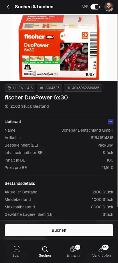 repleno App: Artikel suchen und Lagerbestand für mehrere Nutzer prüfen